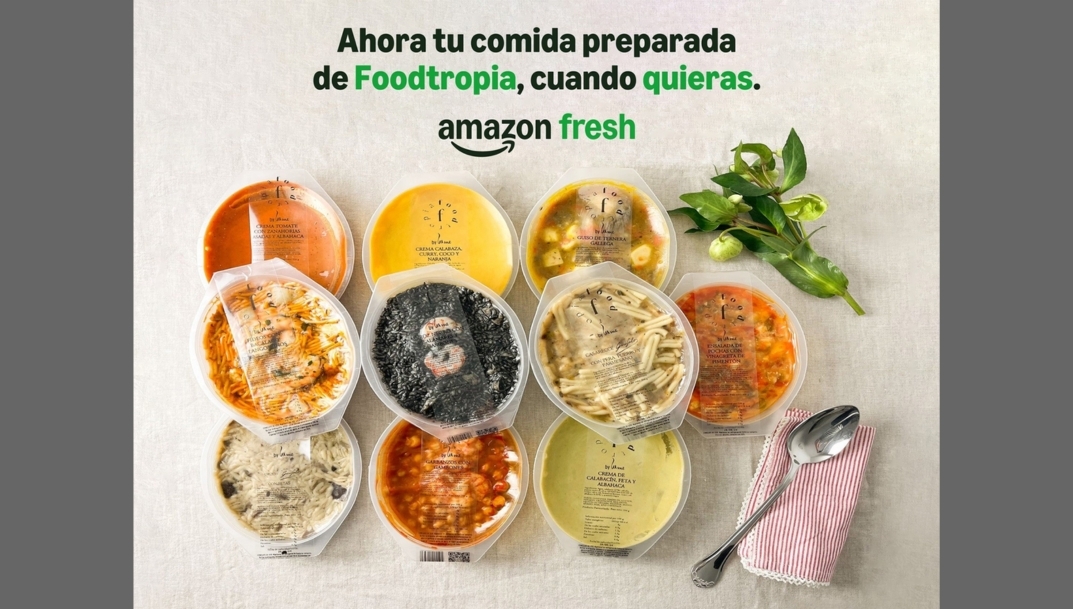 Amazon Fresh se refuerza en platos preparados e incorpora Foodtropia a su oferta de Madrid y Barcelona