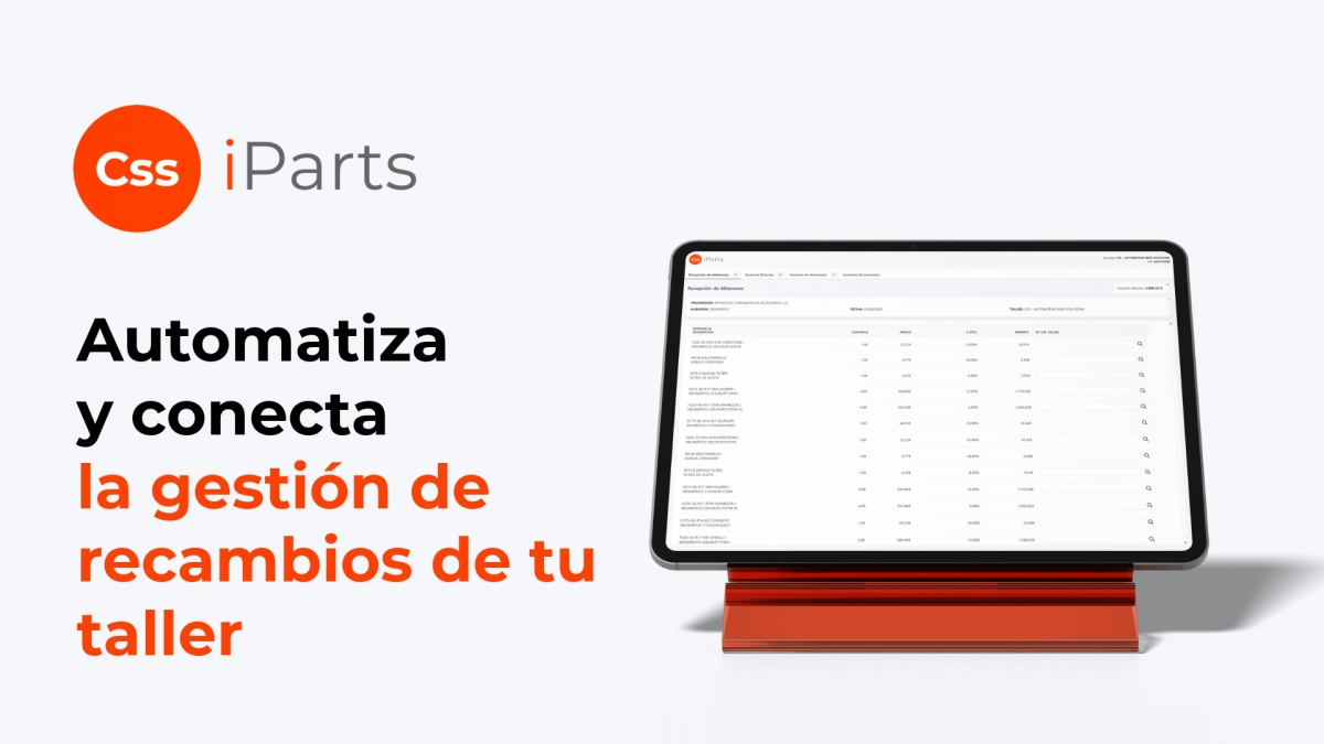 CSS ofrece iParts para ahorrar hasta el 70% del tiempo dedicado a la gestión del recambio