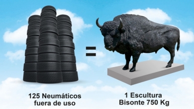 ¿Sabías que… en León crean esculturas de bisonte europeo de 750 kg con neumáticos reciclados?