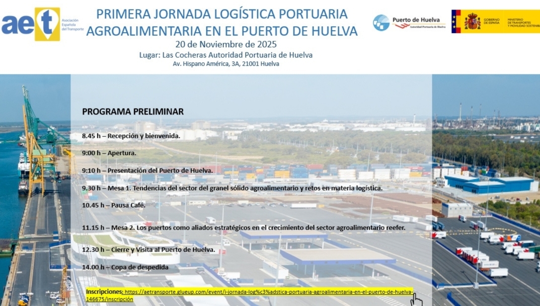 Programa de la I Jornada Logística Portuaria Agroalimentaria organizada por la AET. - 