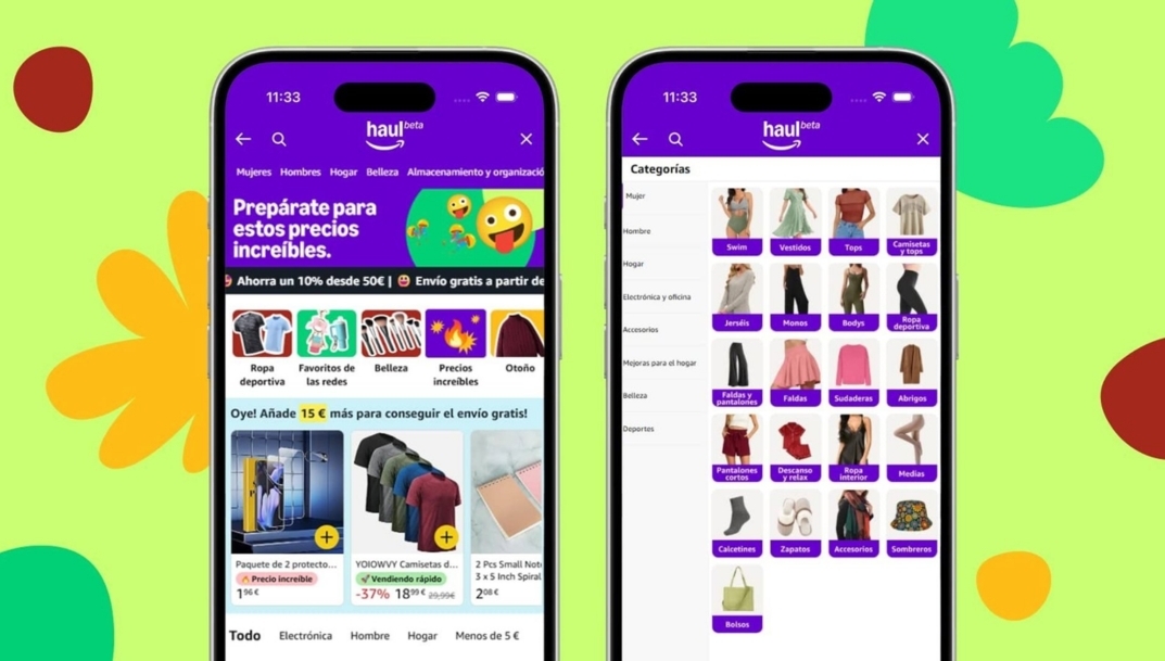 Plataforma de Amazon Haul en el móvil. - 