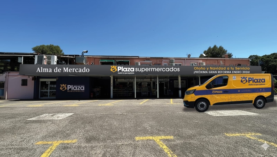Fachada del nuevo supermercado Plaza Montepríncipe en Boadilla del Monte (Madrid).
