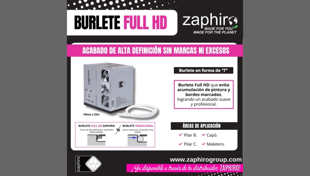Zaphiro presenta el nuevo Burlete Full HD en forma de 'T' que evita la acumulación de pintura