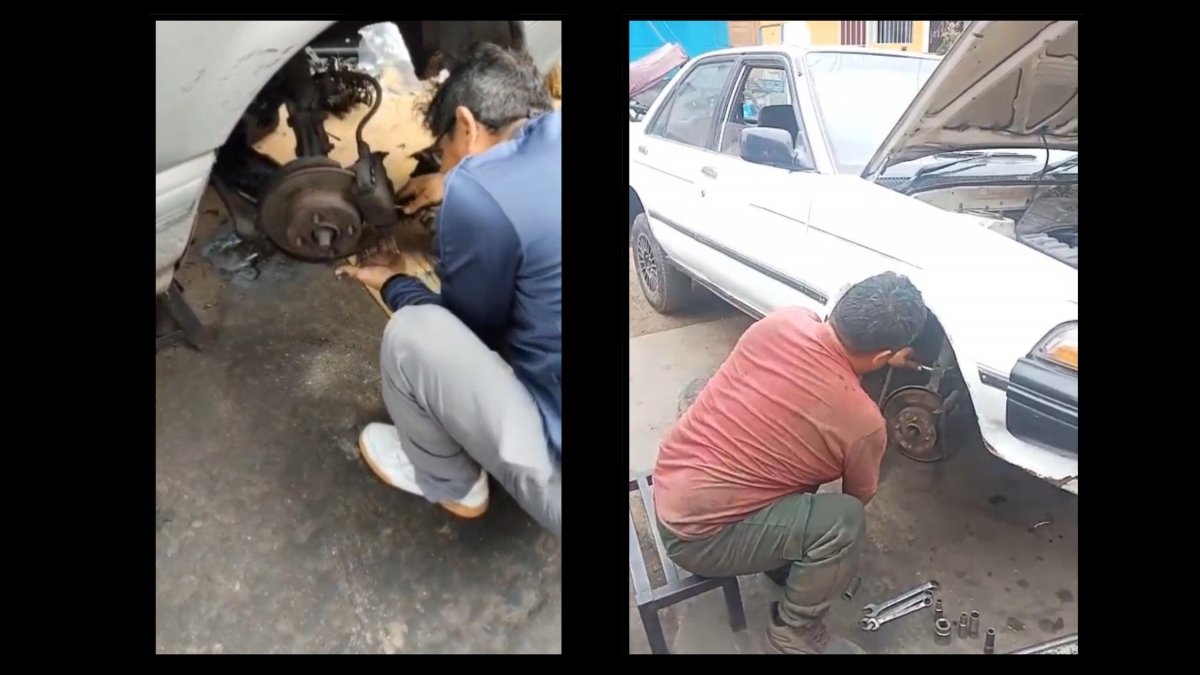 Dos candidatos mecánicos realizan una prueba en Perú para intentar viajar a España.