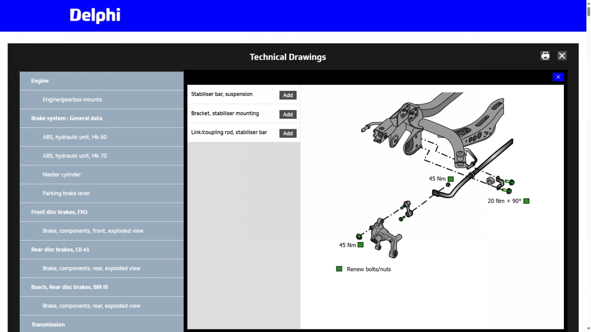 Imagen de los menús de los equipos de diagnosis de Delphi.