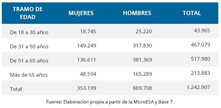 Reparto por tramos de edad del híbrido y eléctrico.