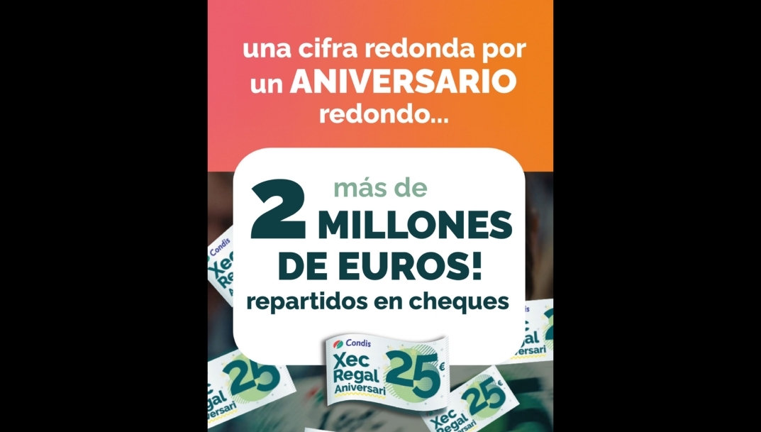 Condis celebra su 64º aniversario con más de dos millones de euros para sus clientes en cheques regalo