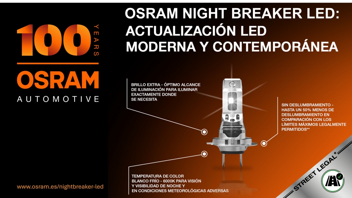 La premiada gama Osram Night Breaker LED no deja de crecer y ofrece luz uniforme en distintas funciones de luz y tipos: H1, H4, H7, H8, H10, H16, HB4 y W5W