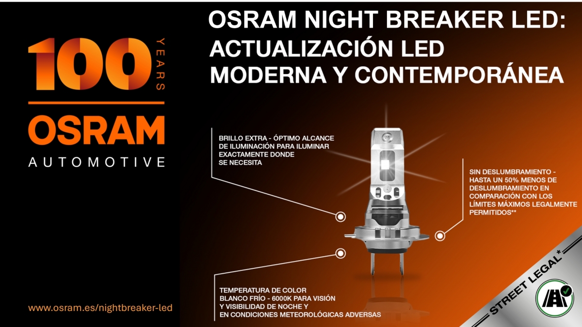 La premiada gama Osram Night Breaker LED no deja de crecer y ofrece luz uniforme en distintas funciones de luz y tipos: H1, H4, H7, H8, H10, H16, HB4 y W5W