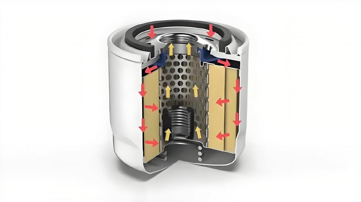 Funcionamiento normal del filtro de aceite de un vehículo.