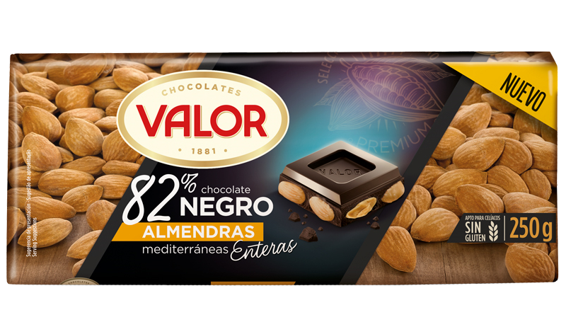 Chocolates Valor lanza su Chocolate Negro 82% con almendras