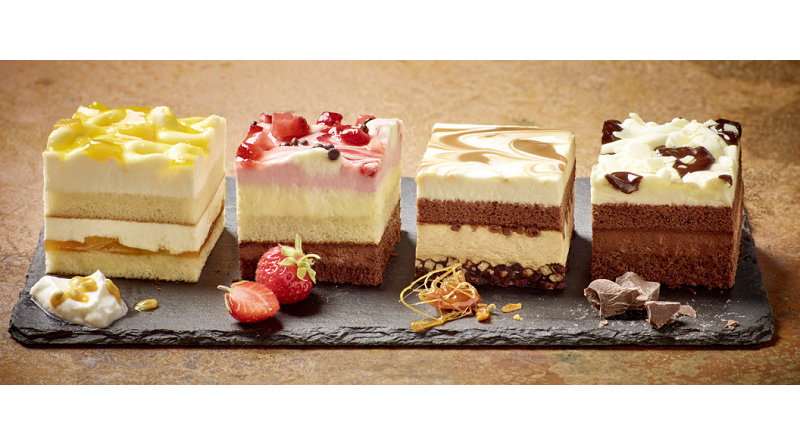 Cuarteto de tartas de nata de erlenbacher en formato cuadrado