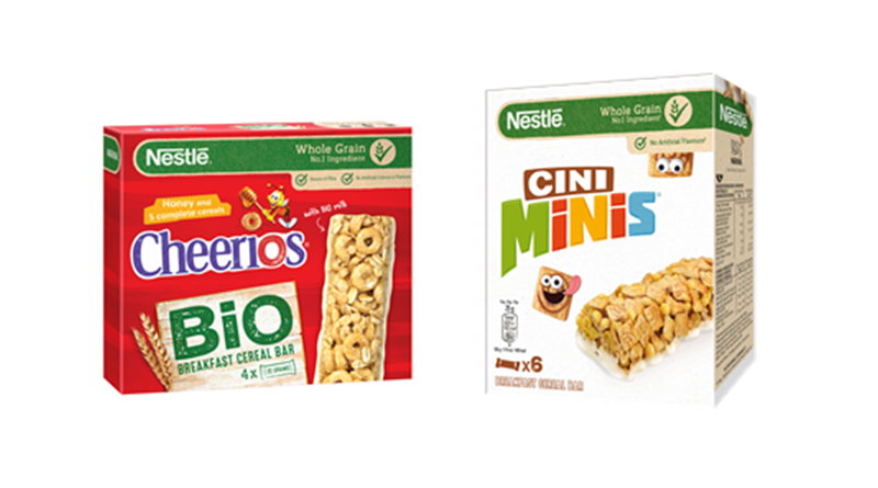Nestlé amplia su gama de barritas de cereales con dos nuevas variedades: Cheerios Bio y Cini Minis