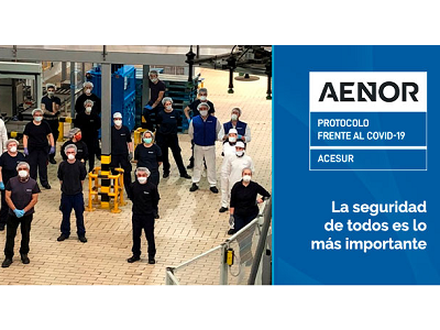 Acesur obtiene el certificado  Protocolo frente al Covid-19 de Aenor