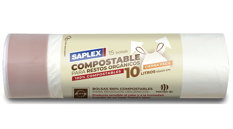 Bolsa 100% compostable con cierra fácil de Saplex