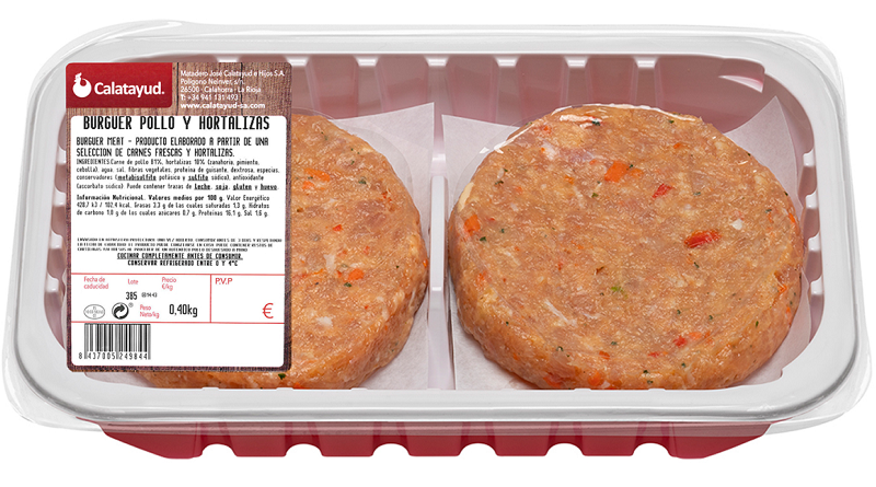 Calatayud Cárnicas lanza sus nuevas hamburguesas de pollo y hortalizas