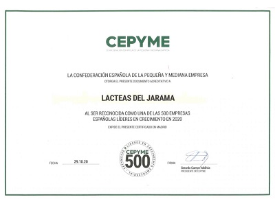 Lácteas del Jarama entra en la lista CEPYME500