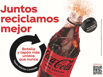 España es  el primer país de Coca-Cola en Europa en probar los nuevos tapones adheridos a la botella