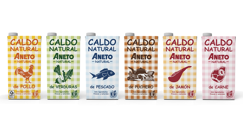 La gama de caldos de Aneto cambia sus envases por los nuevos envases “plant based” de Tetra Pak