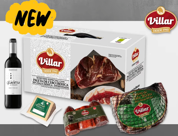 Surtido Especial con ½ Paleta de Cebo Ibérica Deshuesada Villar, 50% raza ibérica