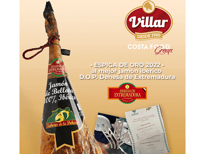 <strong>Industrias Cárnicas Villar gana la “Espiga de Oro”</strong> al mejor Jamón Ibérico D.O.P. Dehesa de Extremadura 2022