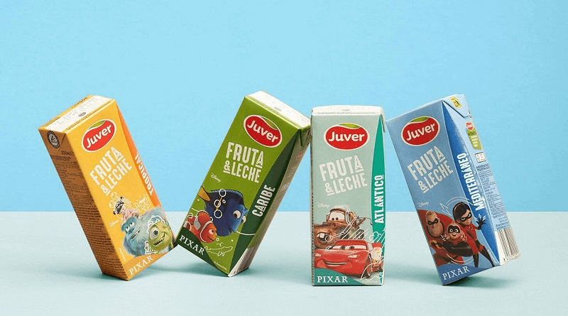 Juver estrena nueva imagen de sus zumos Fruta y Leche en colaboración con Disney
