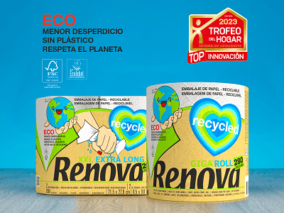Renova premiada con el Trofeo del Hogar 2023 por su gama ecológica de rollos de cocina Renova Recycled