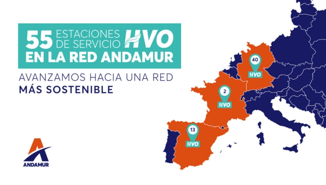 Andamur alcanza las 55 estaciones de servicio con suministro de HVO en Europa