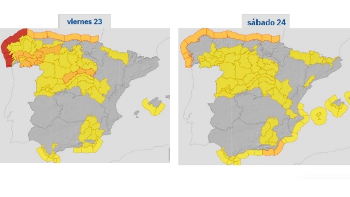 Previsión de avisos para viernes y sábado.