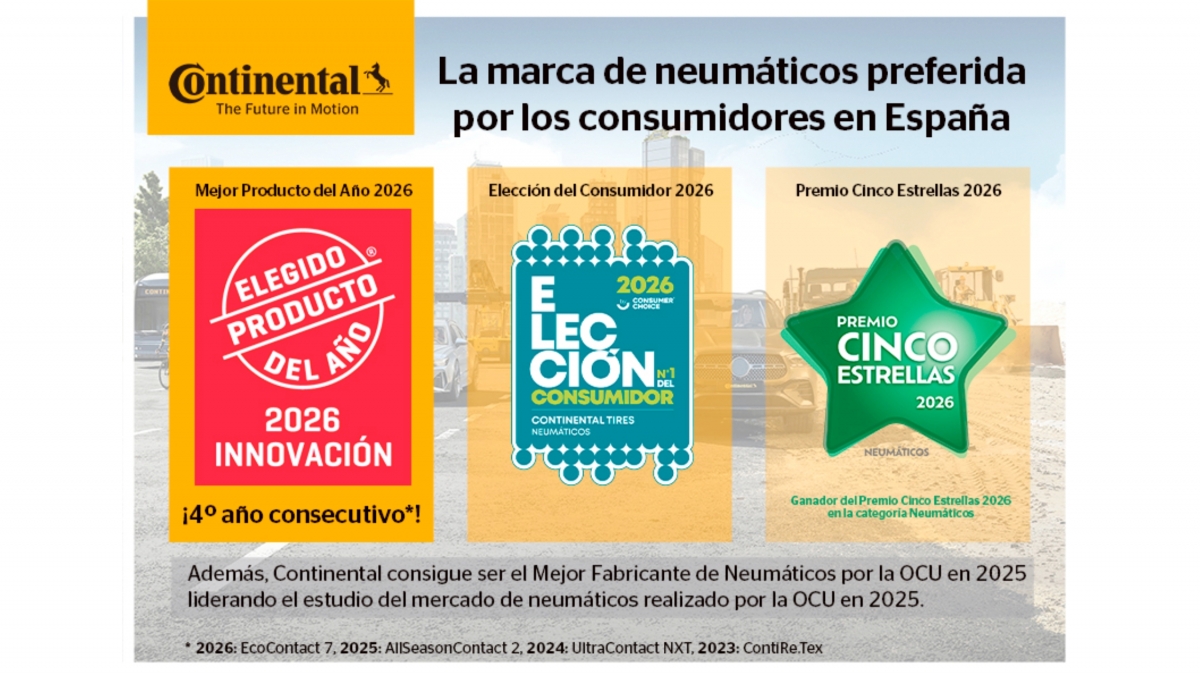 Continental se erige como la marca de neumáticos preferida por los consumidores en España
