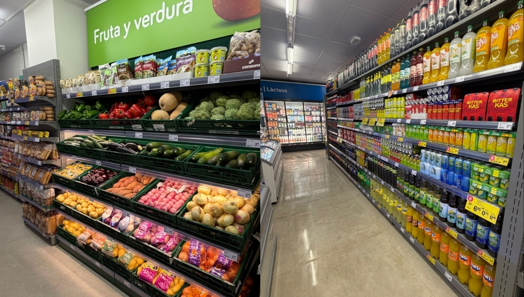 Dos imágenes del interior del nuevo supermercado Charter.