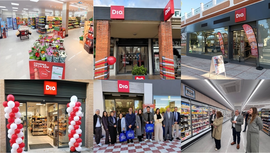 Dia abre supermercados en Cartagena, Mallorca, Guipúzcoa, Cádiz, Albacete y Granada con espacios de cafetería y floristería