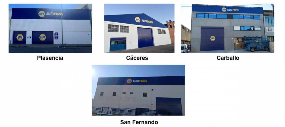 Centros NAPA Auto Parts ya identificados en España como tales.