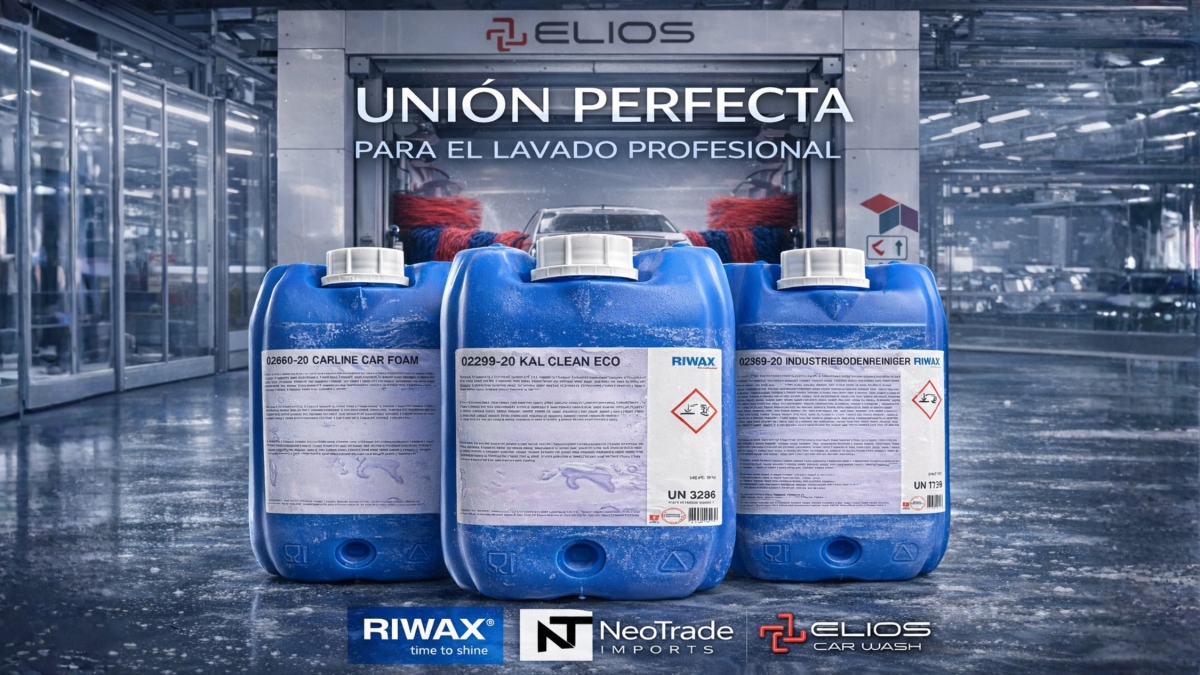 Los sistemas de lavado Elios Car Wash incorporarán Riwax como químico homologado tras un acuerdo con Neotrade Imports