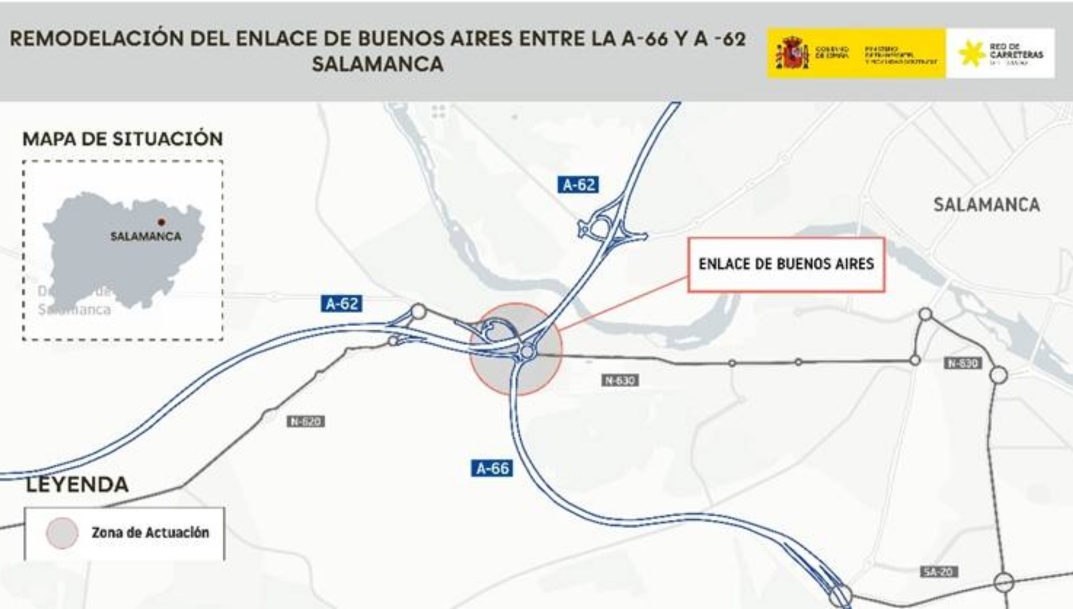 Croquis de la remodelación del enlace de Buenos Aires entre la A-66 y la A-62, Salamanca.