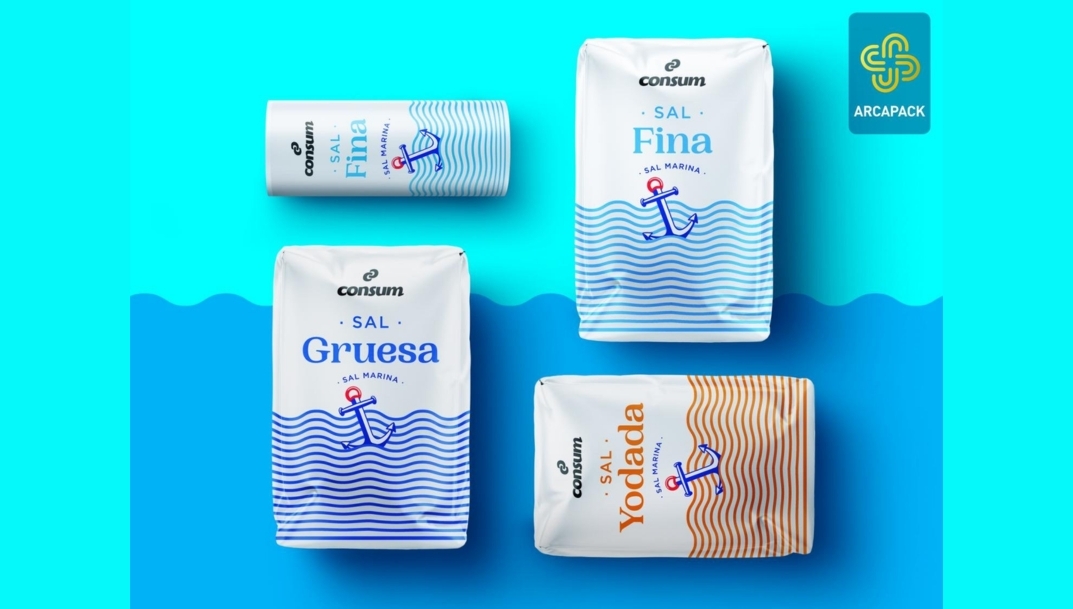 Línea de envases de sal de Consum.