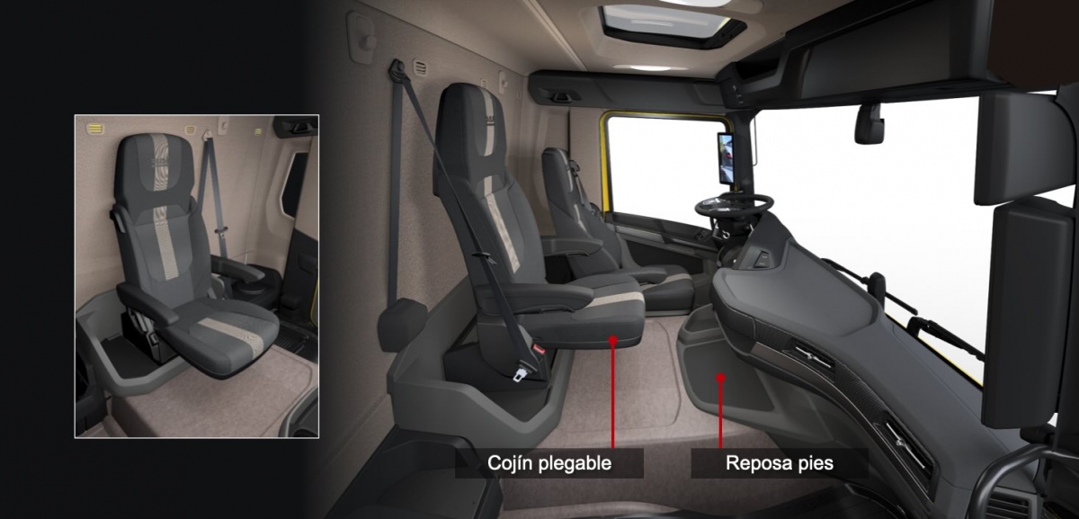 DAF ofrece la posibilidad de montar un tercer asiento en este XD.