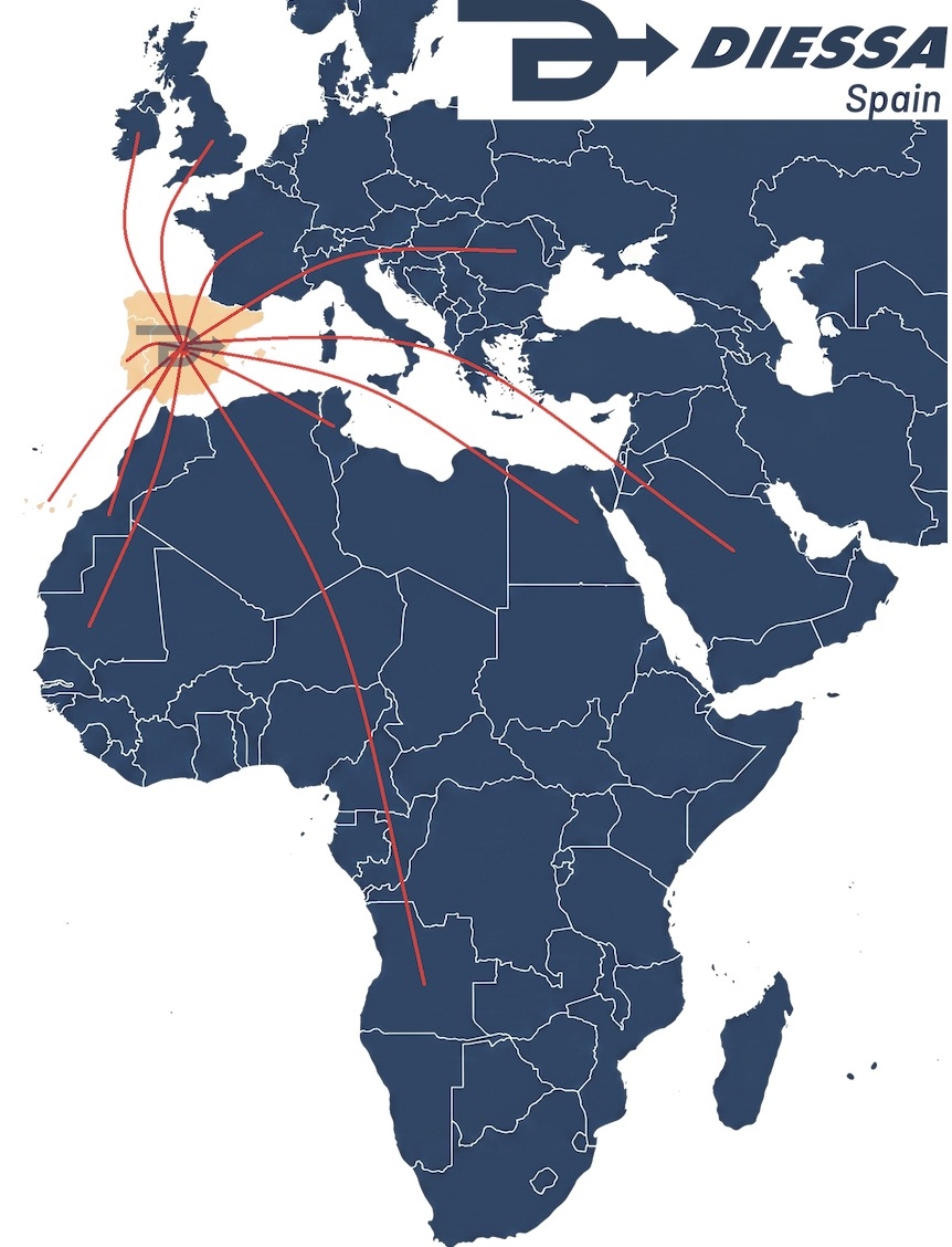 Mapa de países donde opera Diessa.