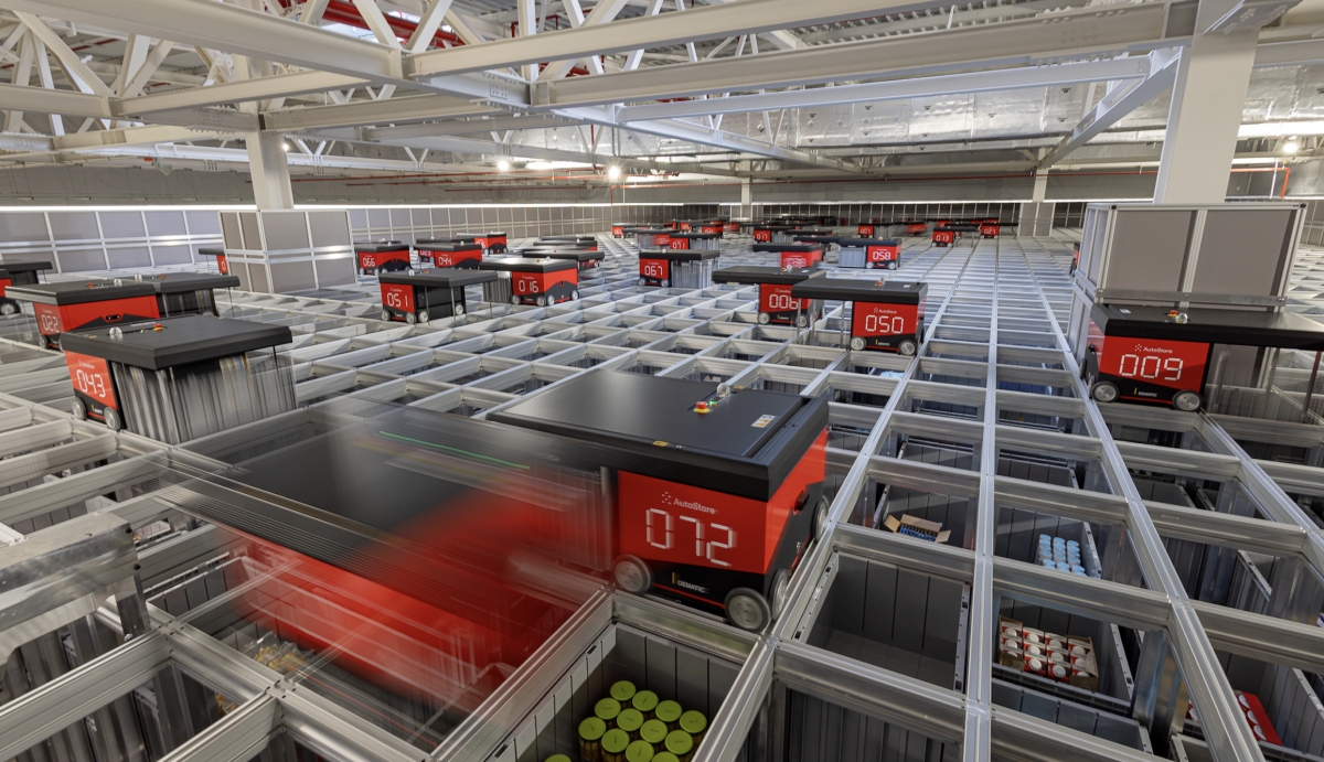 Robots de AutoStore en la colmena de Mercadona en Vallecas.