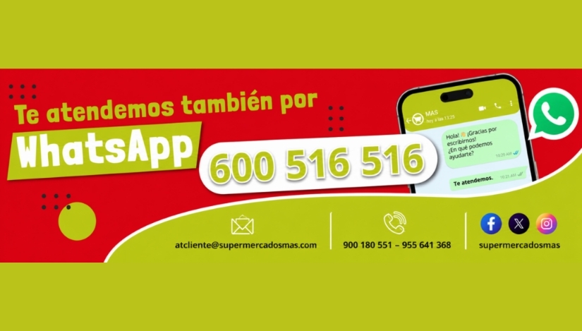 Supermercados Mas estrena un nuevo servicio de atención al cliente por WhatsApp