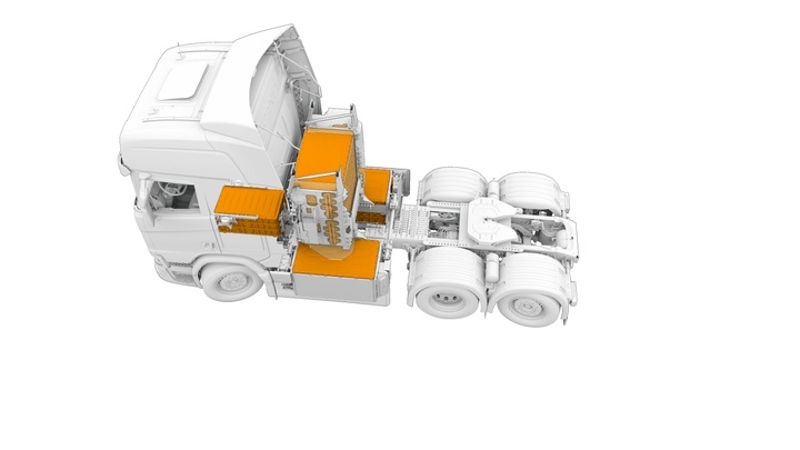 La ubicación de las baterías detrás de la cabina forma parte de la apuesta de Scania por llevar el camión eléctrico a las operaciones de larga distancia.