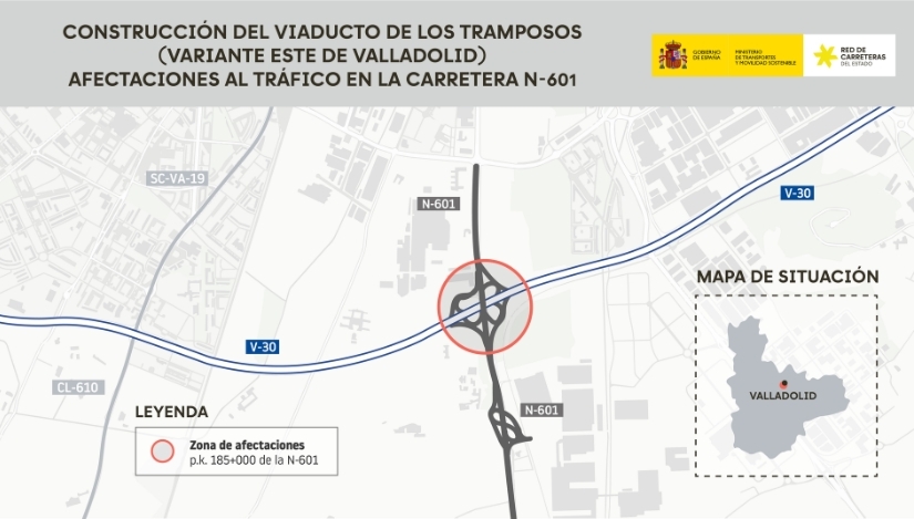 Construcción del Viaducto de Los Tramposos. Afectaciones en la N-601.