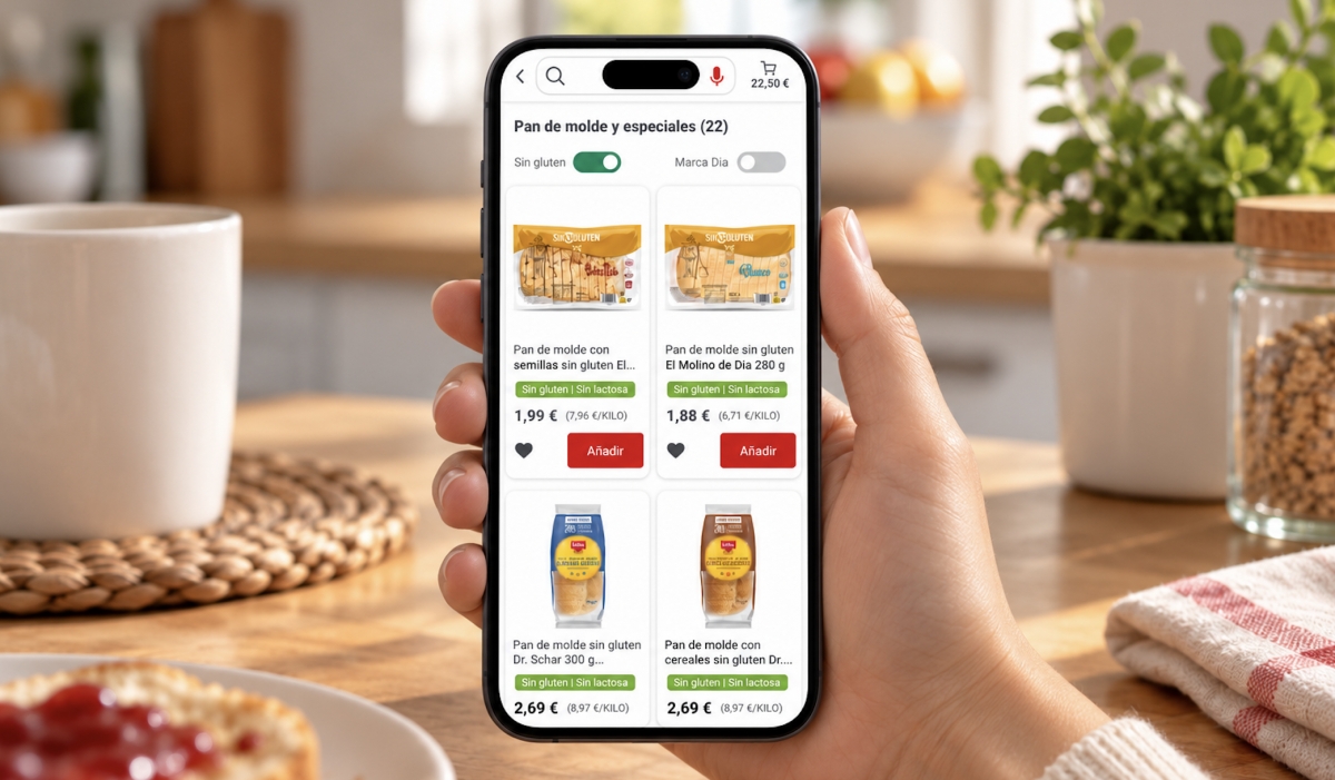 Dia presenta una funcionalidad online para ayudar a sus clientes a comprar 'Sin gluten'