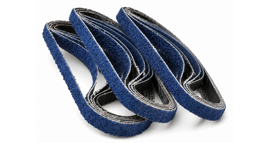Bandas abrasivas ZC ABS 330 x 10 mm, disponibles en granos P40, P60 y P80.