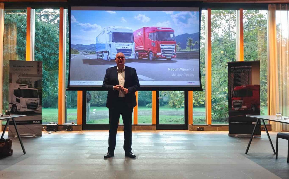 Raoul Wijnands, director de pruebas de DAF Trucks NV, durante su presentación.
