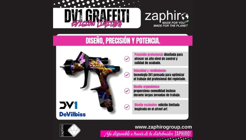 Zaphiro presenta su nueva pistola de pulverización para repintado DeVilbiss DV1 Graffiti en edición limitada