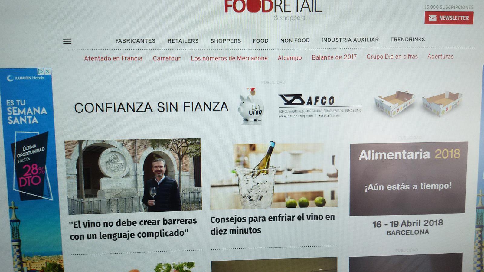 Pantallazo de la web de FoodRetail - 
