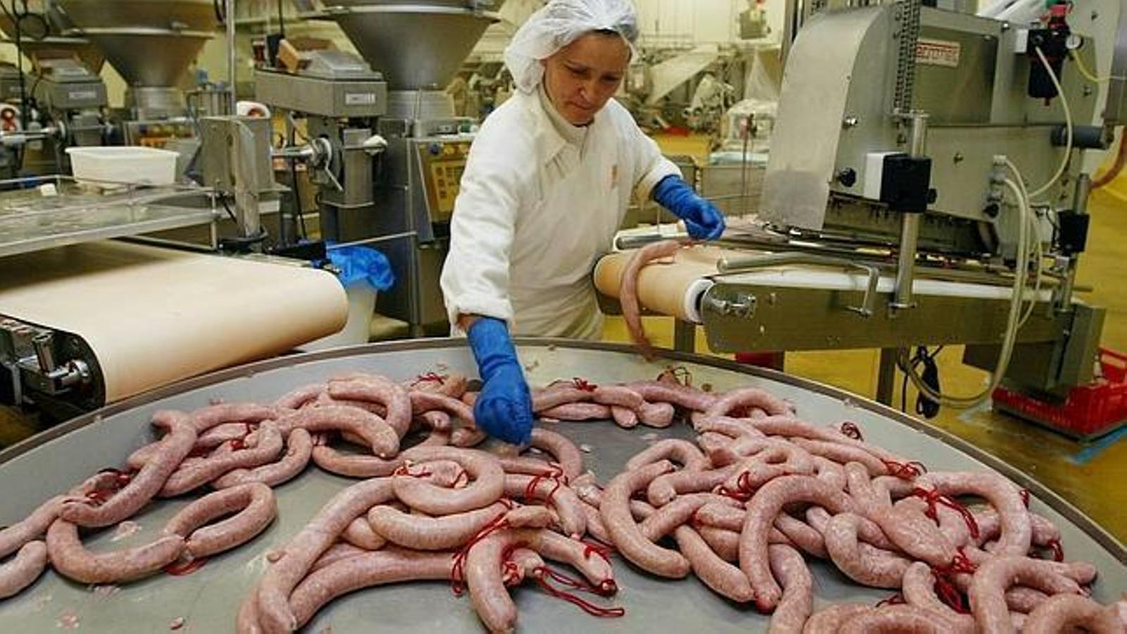 Trabajadora de una industria cárnica - Archivo