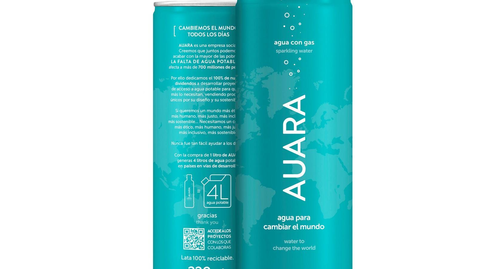 Auara lanza agua mineral natural con gas en lata