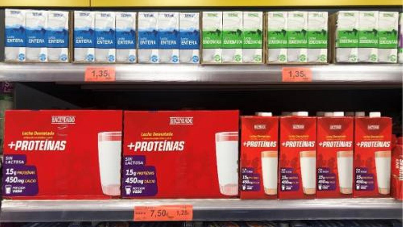Leche +Proteínas en un lineal de Mercadona - Mercadona